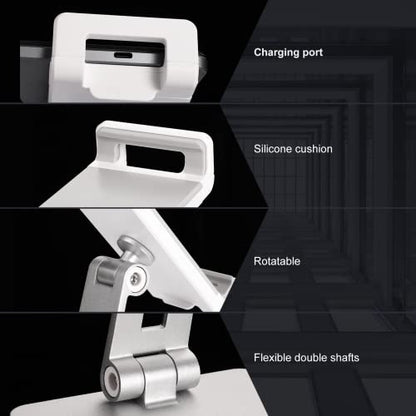 Tablet Stand Adjustable & Foldable, 360° Swivel Heavy Aluminum Tablet Holder for Desk, Compatible with iPad Pro/Air/Mini, Galaxy Tab, Surface Pro, Kindle Fire (7-13") (Silver) - color: Silver