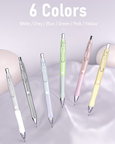 Nicpro 6PCS Pastel Mechanical Pencil Set 0.7 mm, Cute Mechanical Pencils with Comfort Grip with 12 Tubes HB Lead Refill, 3 Eraser, 9 Eraser Refills for Student Writing, Drawing, Sketching- with Case - size: 0.7