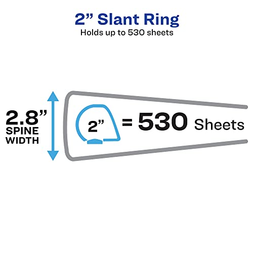 Avery Heavy-Duty View 3 Ring Binder, 2" One Touch Slant Rings, 2.8 Inch Wide Spine, Customizable Clear Cover, Ideal for School, Office, and Home Organization, 1 Light Blue Binder (05501) - size: 2"