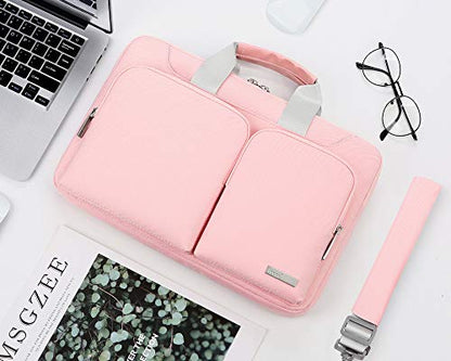 Lacdo 360° Protective Laptop Shoulder Bag, 15-15.6 inch Laptop Sleeve Case for Acer HP Lenovo Dell ASUS Laptop, Acer Aspire, HP Pavilion, Dell Inspiron, Lenovo IdeaPad,ASUS ZenBook Computer Bag, Pink - color: Pink, size: 15.6 Inches