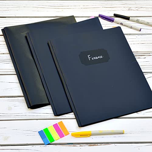 Youngever 6 Pack Heavy Duty Plastic Two Pocket Folders with 3 Prongs, Metal Prongs Fastener, Heavy Duty Plastic 2 Pocket Folder (Black) - color: Black