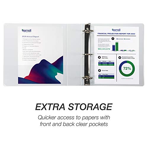 Samsill 4 Pack Durable 2 Inch 3 Ring Binders, Round Ring, Clear View Cover for Presentations, White - color: White, size: 2-Inch
