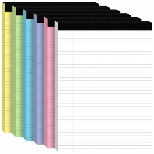 6Packs Legal Pads 8.5 x 11 Inch, 50Sheets/Pack, College Ruled & Perforated Colored Writing Pads, Pads of Paper 8.5 x 11, Lined Note Pads with Sturdy Backing for Office, Business & School Supplies - color: Multi-color, style: 6 Pads-50 Sheets/Pads