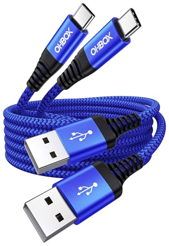 USB A to USB C Cables 60W Fast Charging [2 Pack 6FT], USB to USB C Cable for CarPlay, USB Type C iPhone Charger Durable Braided USBC Cord for iPhone 17/16/15/Pro Max, Samsung Galaxy S23 and More-Blue - color: Blue, size: 6FT, style: USB A to USB C