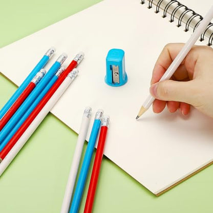 PATIKIL Round Wooden Pencils Bulk, 24 Pack HB Graphite Pencils with Eraser for Office Supplies, Engineering Marking Writing Art Drawing Supplies, White - color: White