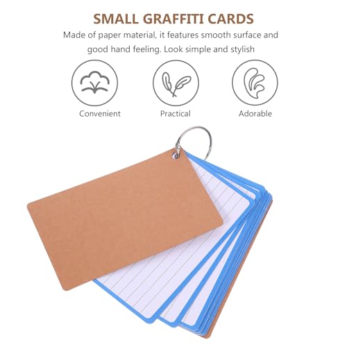OSALADI Lined Flash Cards with Ring 60 Colored Ruled Index Cards Per Book Thickened Blank Note Supply for Office Study 2pcs Total 120 Sheets