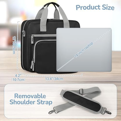 YARWO 2026 Upgraded Zipper Binder 3 Ring with Pencil Pouch, 500 Sheets Binder Bag with 5-Tab Expanding File Folder and 14” Laptop Padded Sleeve, Portable Zipper Bag for College, Office, Home, Black - color: Black