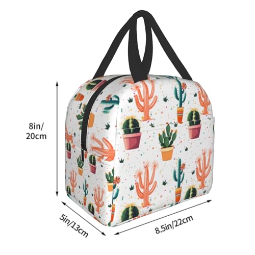 Cactus Lunch Bag Succulent Floral Insulated Lunch Tote Bags Container Reusable Cooler Lunch Box for Teens Kids Adult Office Outdoor - color: Cactus