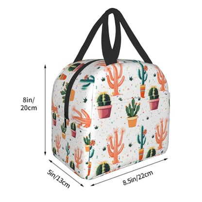 Cactus Lunch Bag Succulent Floral Insulated Lunch Tote Bags Container Reusable Cooler Lunch Box for Teens Kids Adult Office Outdoor - color: Cactus