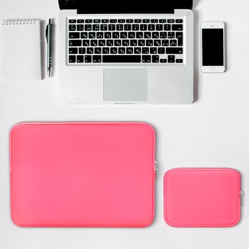 RAINYEAR 13 Inch Laptop Sleeve Case with Accessories Pouch, Compatible with 13.3" MacBook Air/Pro M1 M2 M3 M4 M5 A3449 A3240 A3113 A2681 A2338 (Bright Pink,Upgraded Version) - color: Bright Pink(upgraded Version), size: 13"
