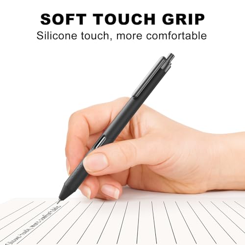 12 Pack Gel Pens Black Ink 0.7mm Smooth Writing Retractable Pen | Medium Point, Long-lasting, Quick-Drying, Silicone Touch Soft Grip, Journaling, Taking Note for School Office Supplie - color: 0.7MM-Black Ink-12 PCS