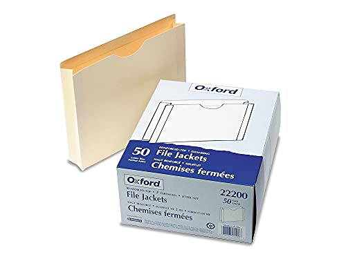 Pendaflex File Jackets, Letter Size, Manila, 2" Expansion, Reinforced Straight-Cut Tabs with Thumb Cut, 50 per Box (22200EE), Beige - size: Letter, style: File Jacket