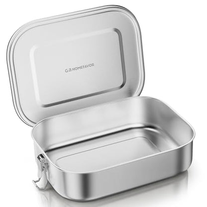 G.a HOMEFAVOR Stainless Steel Bento Lunch Box, 1600 ml/54 oz | Leak-Proof, Dishwasher Safe, BPA-Free, with Lock Clips, Large Capacity, Meal Prep, for Adults - size: 1600 ml - No Compartments