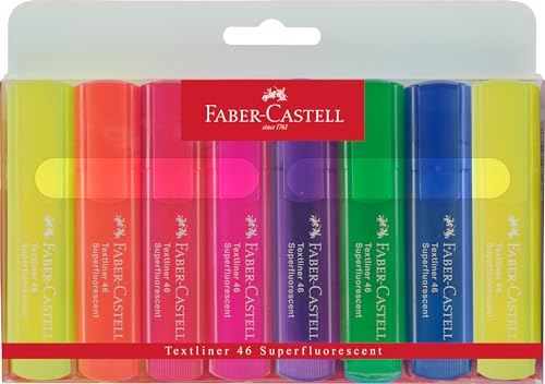 Faber-Castell Fluorescent Highlighters, 8 Neon Colors