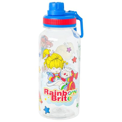 Silver Buffalo Rainbow Brite and Twink, Plastic Water Bottle, 32oz | Twist Spout, Includes Sticker Set, You Stick Yourself, 0.95 Liters - color: Rainbow Brite