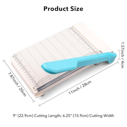 Briartw Professional 9" Guillotine Paper Trimmer & Craft Cutter - Precision Blade for Paper,Photos,Cardstock,Fabric,Leather with Self-Sharpening Blade, Inch/Cm Grid, Portable Paper Cutter for Crafting - color: Large (6.25"x9")