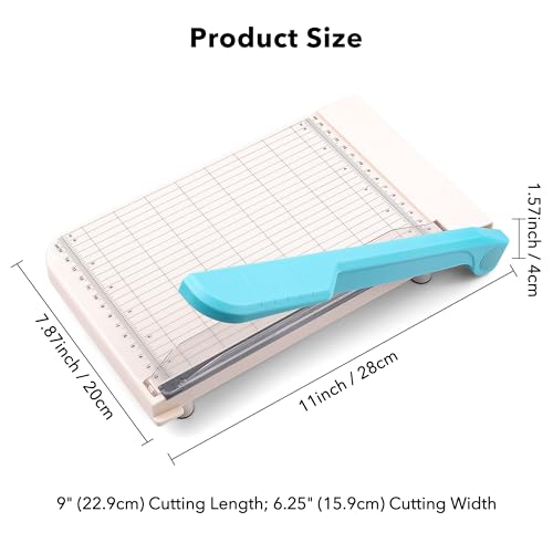 Guillotine Paper Trimmer, 9" Portable Precision Paper Cutter for Crafting Photos & Scrapbooking (Tissue/Felt/Cardstock) with Grid Alignment & Smudge Guard -Self-Sharpening Blade, Dual Measuring Scales - color: M: 6.25" X 9"