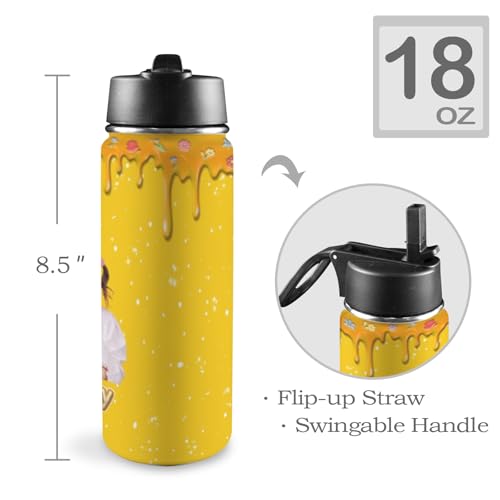 Personalized Water Bottles with Straw Lid for Kids Girls, Custom Cute Insulated Stainless Thermoses Cup with Name for School, Back to School Gifts for Daughter, Custom Birthday Christmas Gifts - color: # design 03-pic04