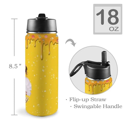 Personalized Water Bottles with Straw Lid for Kids Girls, Custom Cute Insulated Stainless Thermoses Cup with Name for School, Back to School Gifts for Daughter, Custom Birthday Christmas Gifts - color: # design 03-pic04