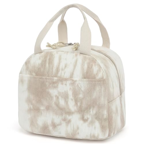 Corduroy Lunch Box for Women Girls, Cooler Lunch Bags Reusable Insulated Lunchbox for Picnic School Work Travel (Tie Dye) - color: Corduroy Tie Dye
