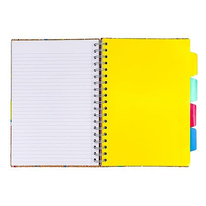 Pukka Pad, Pukka Planet Cork B5 Multi-Subject Notebook – Wire Bound Project Book with 200 Pages, 100 Sheets of FSC Recycled 8mm Lined Paper & Tabbed Dividers for Home, School, & Office, 10.12 x 7.3in - style: Project Notebook