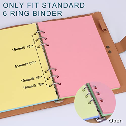 A6 Colorful Refill Paper, [5 Colors] Toplive 100GSM Thick Refillable Paper 6 Hole Filler Inserts Loose Leaf Paper 100 Sheets (200 Pages) for 6 Ring Binder Journal Notebook - style: Colorful Blank 5 Pack