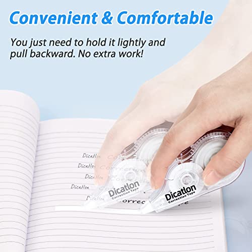 White Correction Tape 10 Pack, Easy Use Roller Applicator, Instant Dry, Jam Free PET Film, Smooth Precise Corrections for School, Office, Home,1/5" X39Ft