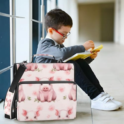 Ping Pig Waterproof Zipper Binder with Shoulder Strap, 3-Ring Trapper Keeper with Lay-Flat Design and Multiple Compartments for School & Office, Adults & Kids