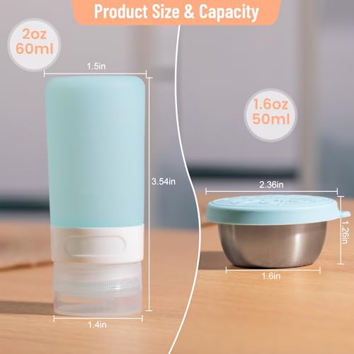 MICEBAY 8-Pack Salad Dressing Container To Go, 2-oz Silicone Small Condiment Squeeze Bottles and 1.6 oz Stainless Steel Sauce Containers Cups, Leakproof Condiment Containers with Lids for Lunch Box - color: Candies, size: 2-oz
