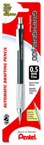 Pentel Graph Gear 500 Automatic Drafting Pencil, 0.5mm, Black Barrel, 1 Pack (PG525BP) - style: 0.5mm