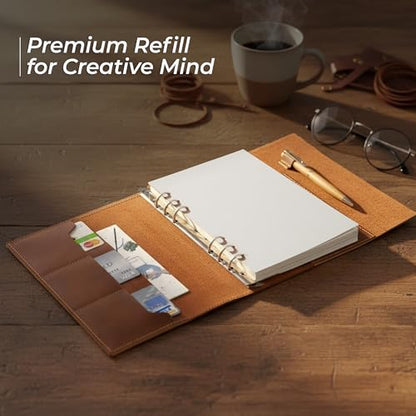 Wanderings A5 Watercolor Paper Inserts – 300 GSM 6-Ring Binder Paper – 8.3 x 5.6 – Thick White Blank Loose Leaf Refills – Filofax 6-Hole Compatible – 30 Sheets, 60 Pages (Double-Sided)