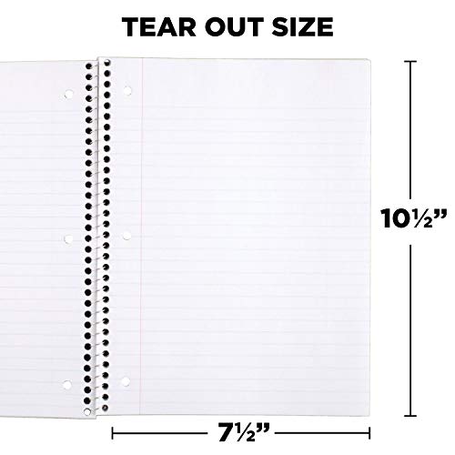 Mead Spiral Notebooks, 4 Pack, 1-Subject, Wide Ruled Paper, 10-1/2" x 7-1/2", 70 Sheets per Notebook, Red (38112) - color: Red, size: Pack of 4