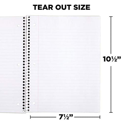 Mead Spiral Notebooks, 4 Pack, 1-Subject, Wide Ruled Paper, 10-1/2" x 7-1/2", 70 Sheets per Notebook, Red (38112) - color: Red, size: Pack of 4