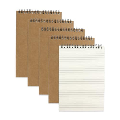 4 Pcs Top Bound Spiral Notebook,8.3 inch x 5.8 inch,60 Sheet,7mm College Ruled Paper,A5 Spiral Note Pads Memo Lined Notebook Journal for School and Office Supplies (Kraft) - color: Kraft (4pcs)