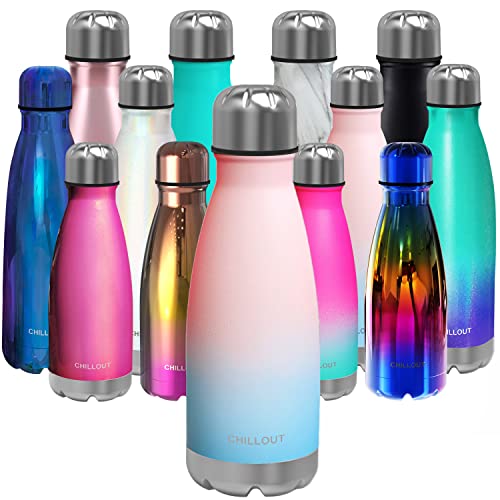CHILLOUT LIFE 12oz Kids Insulated Stainless Steel Water Bottle, Leak Proof | Small Metal Water Bottle, Keeps Drinks Cold 24H & Hot 12H, Leak-Proof Screw Lid, Perfect for School, Travel & Sports - color: Cotton Candy