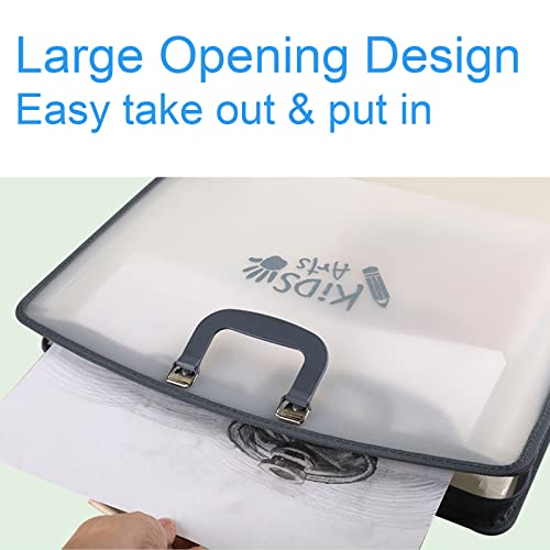 Acocony 11x17 Art Portfolio-Accordian File Organizer with 13 Pockets | 11x17 portfolio folder for artwork with Handle and Zipper Closure, Frosted Translucent,Waterproof Pack of 1