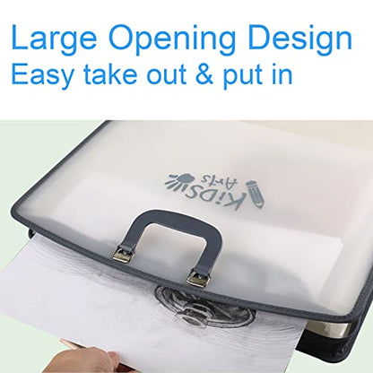 Acocony 11x17 Art Portfolio-Accordian File Organizer with 13 Pockets | 11x17 portfolio folder for artwork with Handle and Zipper Closure, Frosted Translucent,Waterproof Pack of 1