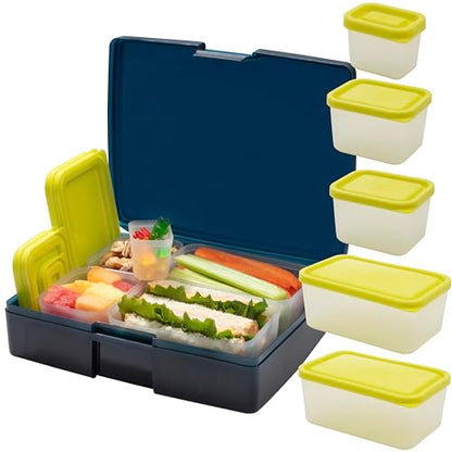 Bentology Bento Lunch Box with 5 Removable Containers – Includes Measurements for Portion Control – On-the-Go Meal and Snack Packing (Translucent Midnight) - color: Translucent Midnight