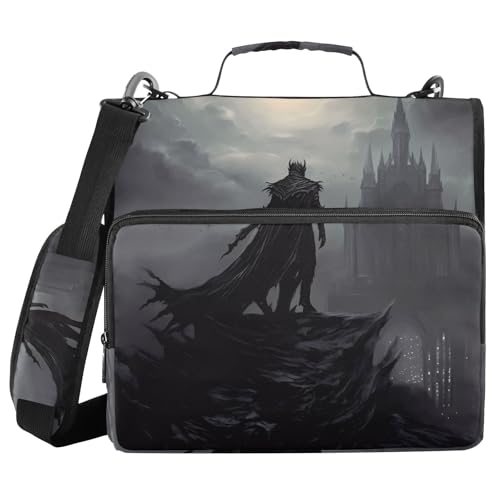 3 Ring Zipper Binder with Shoulder Strap Death 3 Handle 1.5 inch Portfolio File Organizer Bag School Office 500 Sheets Capacity