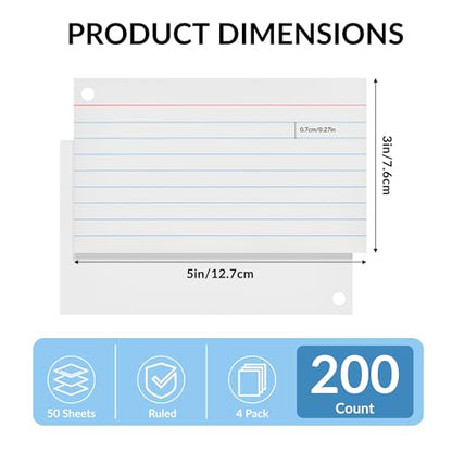 NEEWAY Ruled Index Cards with Ring 3x5 Inches, 200 Count Note Cards Lined, Flash Cards with Rings for Studying, Home and Office (Light Pink) - color: Light Pink