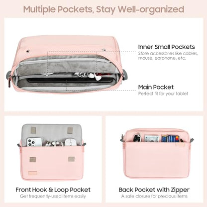 TiMOVO 9-11 Inch Tablet Sleeve Bag with Shoulder Strap Fits iPad 11-inch A16 2025, iPad 10th Gen. 10.9"/10.2", iPad Air 11/5th/4th Gen. 10.9", Galaxy Tab A9 Plus 11", Pink - color: Pink