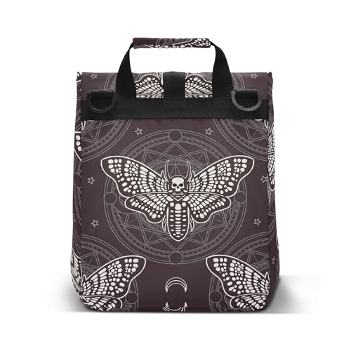 MNSRUU Insulated Lunch Bags Women Men, Skull Butterfly Black Portable Reusable Thermal Meal Tote Cooler Bag Organizer, Adjustable Shoulder Strap, Handle - color: Skulls 168