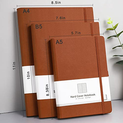 AHGXG A4 Notebook College Ruled - 320 Pages Large Journal for Women and Men, 8.5''×11'', Leather Softcover Thick Journal, 100gsm Thick Lined Paper - Brown - color: Brown, size: A4