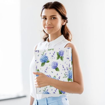 Blue Hydrangea and Lavender Binder 3 Ring 1.5 Inch Binder with Clipboard&Pockets, Hardcover Binders Heavy Duty Large File Folder for Office School Supplies - Holds 200 Sheets - color: Blue Hydrangea and Lavender, size: 1 Pack-12.4x10.63in
