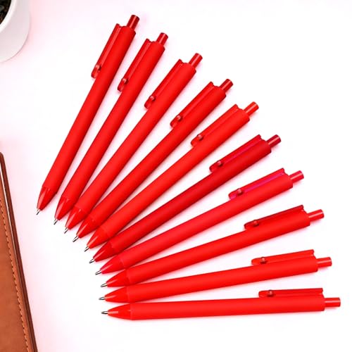10 Pack Fidget Pens for Adults, Anxiety Relief Ballpoint Pens, 1mm Smooth Writing for Journaling and Bible Study, Soft Rubber Barrel, Sensory Office and School Supplies（Red） - color: Red