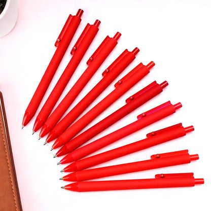 10 Pack Fidget Pens for Adults, Anxiety Relief Ballpoint Pens, 1mm Smooth Writing for Journaling and Bible Study, Soft Rubber Barrel, Sensory Office and School Supplies（Red） - color: Red