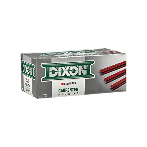 DIXON Industrial Carpenter Pencils, Soft Graphite Core, Red/Black, 7", 12-Pack (19971) - style: Soft