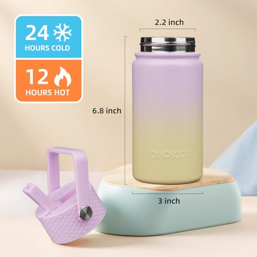 BJPKPK Insulated Water Bottle, 15oz Stainless Steel with Straw Lid | Leak Proof, BPA-Free, Vacuum Insulated, Keep Drink Cold & Hot, Metal Water Bottle for Travel, Gym, Office, Cupholder Friendly - color: Wisteria, style: N-15oz-Color Lid
