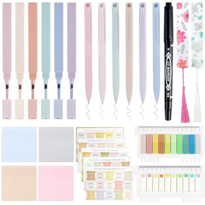 26Pcs Bible Study Supplies Journal Kit Aesthetic Pastel Highlights Pens Tabs Bookmarks for Women Teens School Accessories Cute Colorful Bible Highlighters Pens No Bleed Sticky Notes Index Maskers - color: Aa-26pcs bible study supplies journal kit