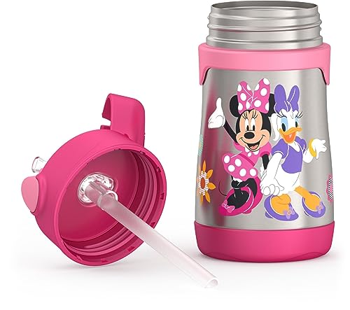 THERMOS Vacuum Insulated Stainless Steel 10oz Straw Bottle, MINNIE MOUSE (Pack of 3) - color: Minnie Mouse, size: 10 Ounces (Pack of 3)